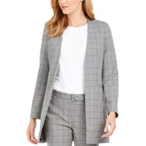 NWOT Calvin Klein Collarless Plaid Topper Jacket